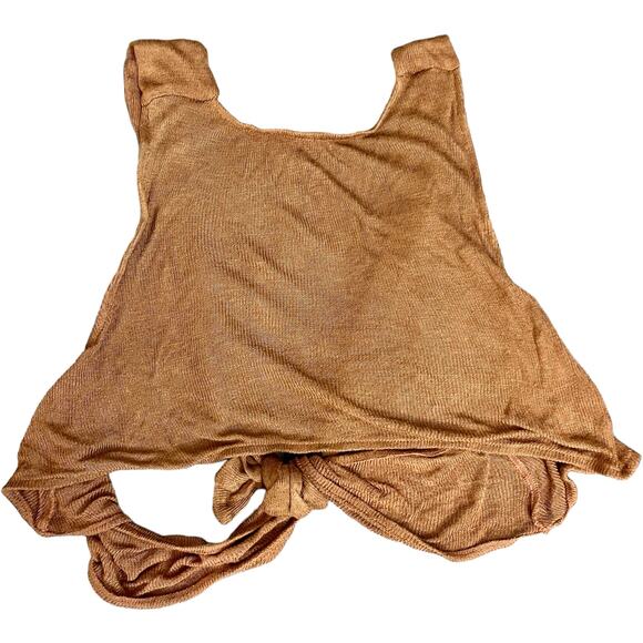 Savannah Morrow Sleeveless Tank Loose FitTop Brown Sz Small Open Back Twist Knot